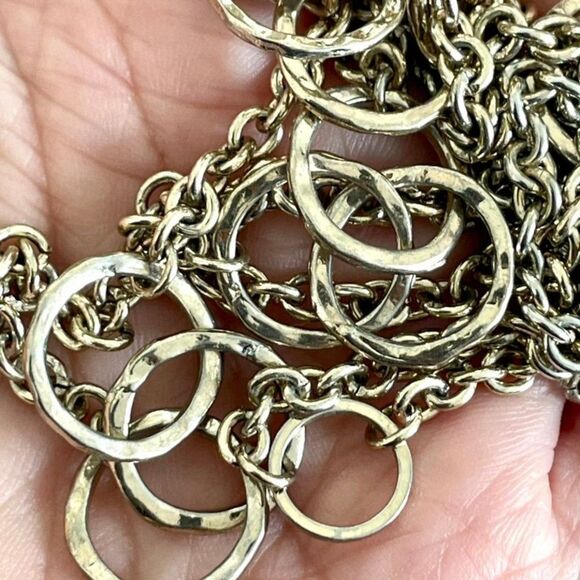 Long silver tone necklace with circles - Picture 2 of 8